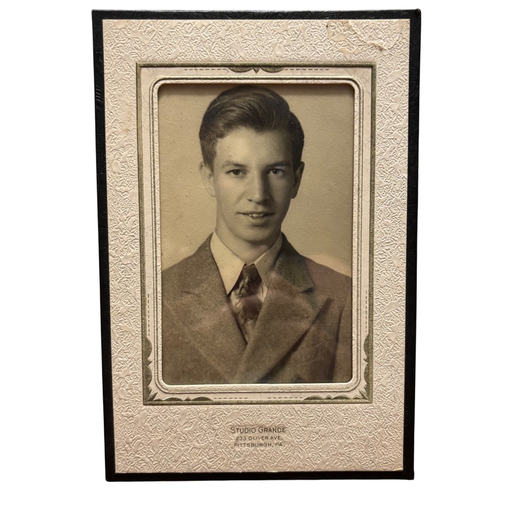 Vintage Studio Portrait Photograph Cream Textured Chilcote Frame Pittsburgh PA